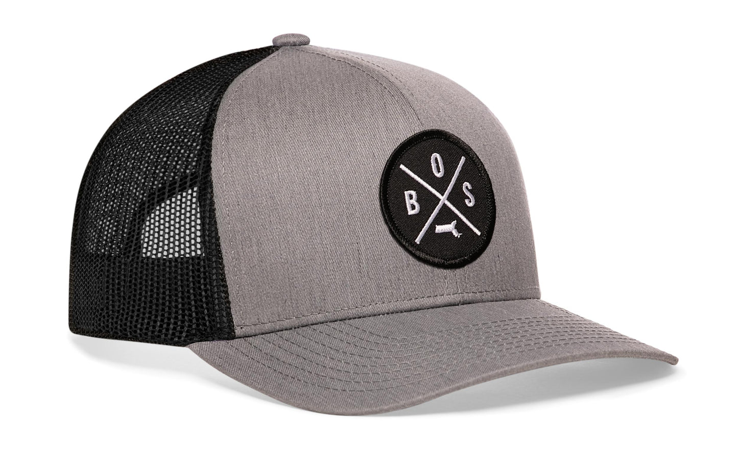 Boston Trucker Hat  |  Gray-Black BOS X Snapback