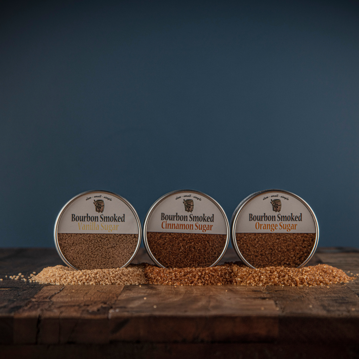 Bourbon Smoked Sugars Trio - Orange, Vanilla, Cinnamon