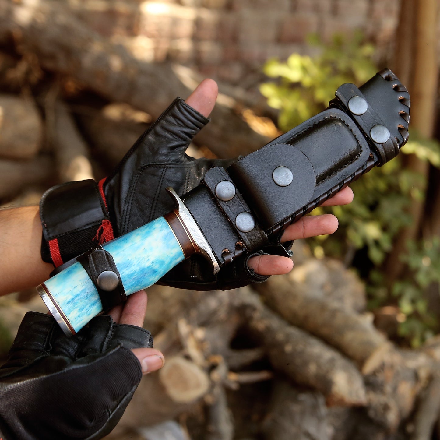 Ultimatum Bowie Knife with Exotic Camel Bone Handle & Sheath