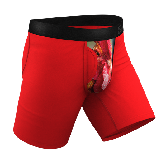 The Early Risers | Barnyard Rooster Long Leg Ball Hammock® Pouch Underwear With Fly