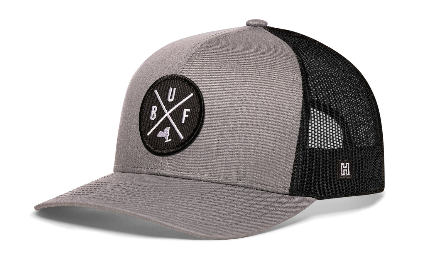 Buffalo Trucker Hat  |  Gray-Black BUF X Snapback