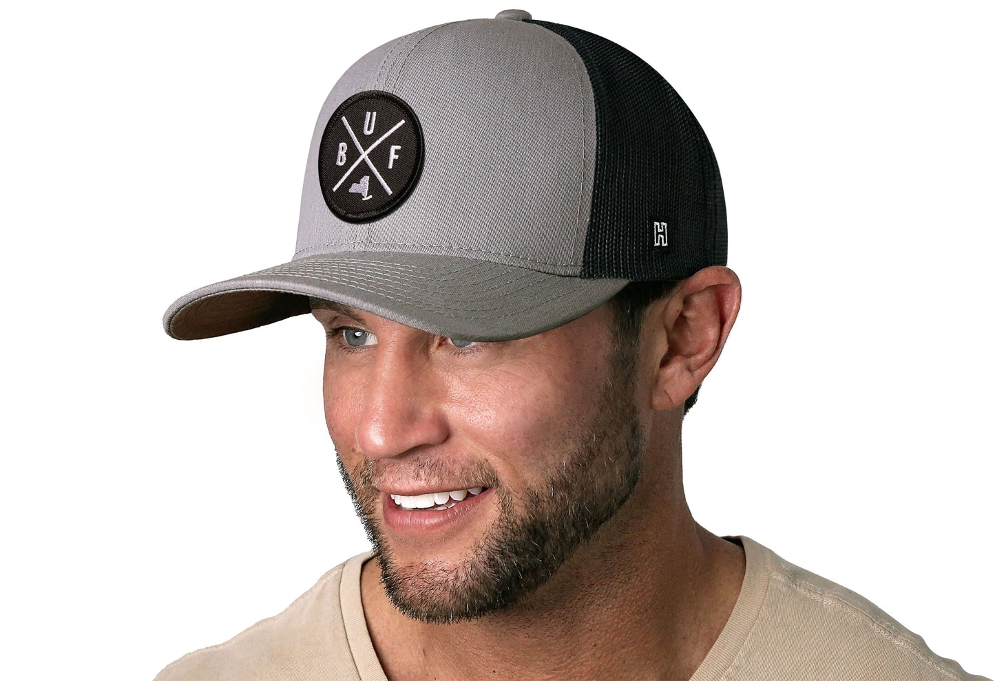 Buffalo Trucker Hat  |  Gray-Black BUF X Snapback