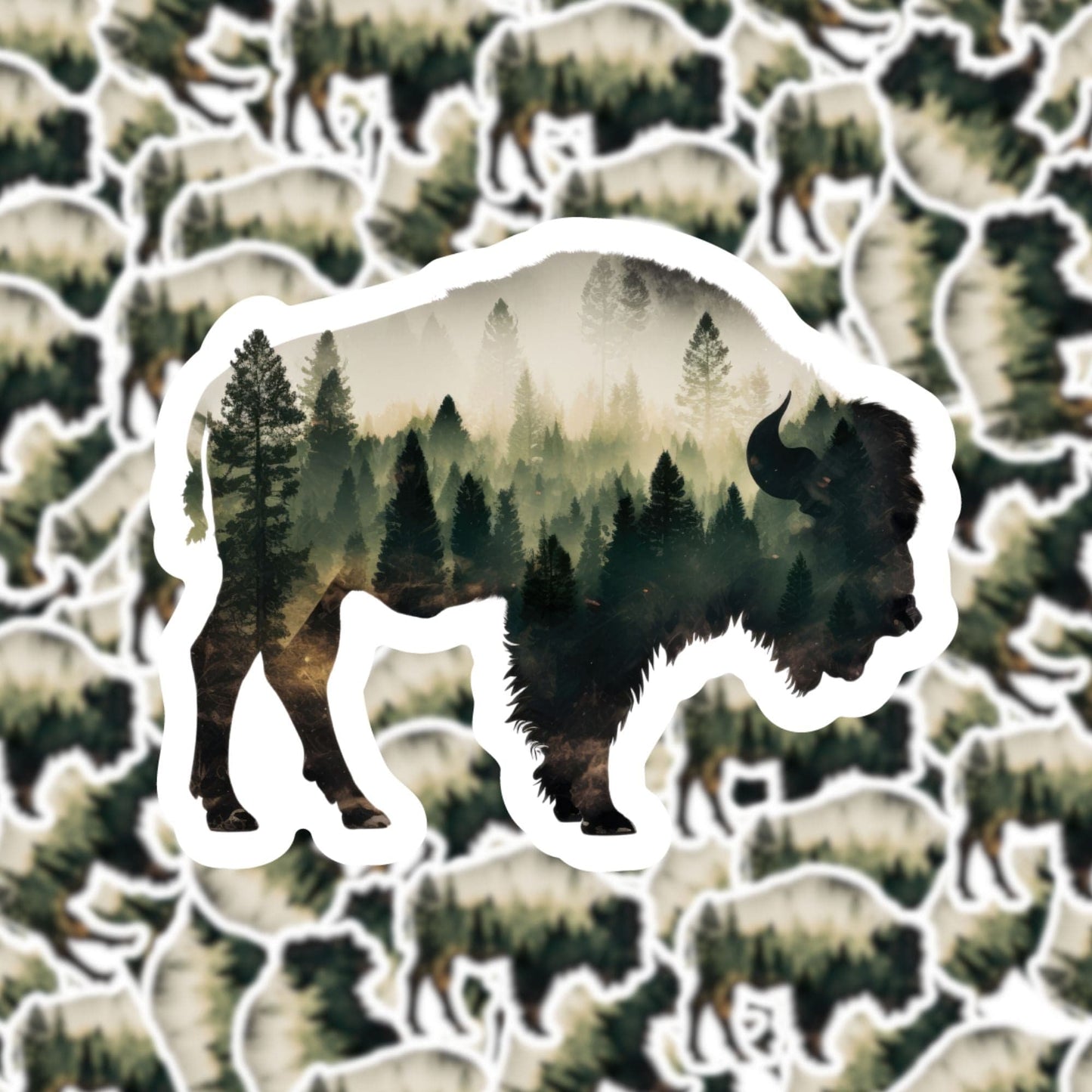 Buffalo Double Exposure Sticker