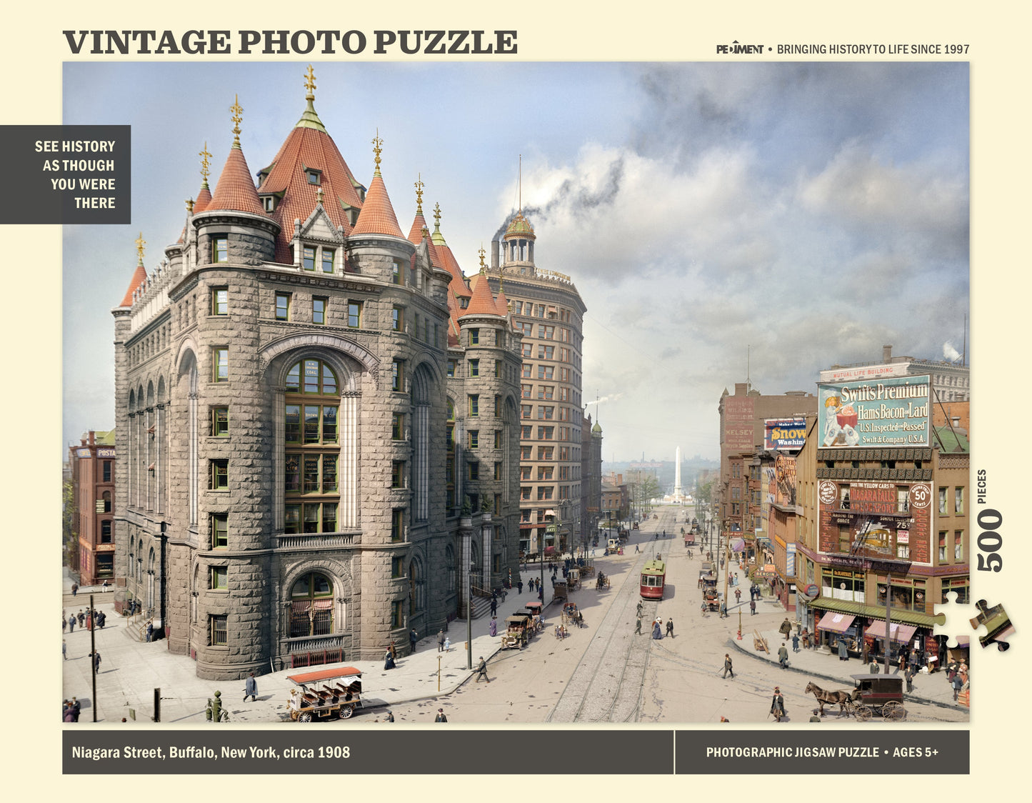 Vintage Photo Puzzle: Niagara Street, Buffalo, 1908: 500 Pieces