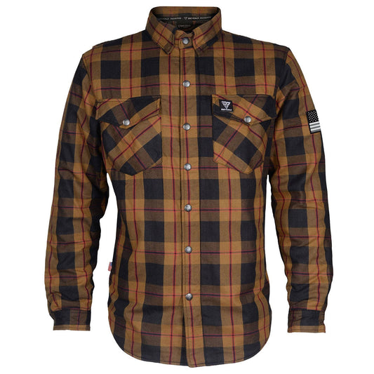 Protective Flannel Shirt - Brown Black Red with Pads