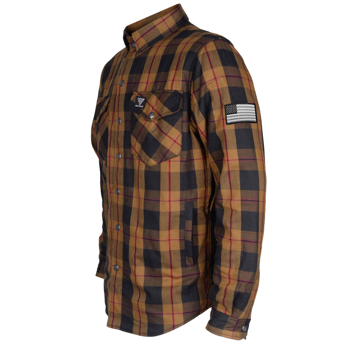 Protective Flannel Shirt - Brown Black Red with Pads