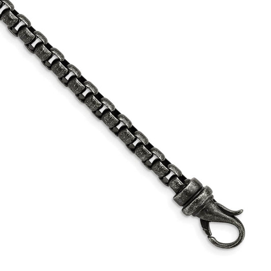 Men's 5.75mm Stainless Steel Antiqued Box Chain Necklace, 24 Inch