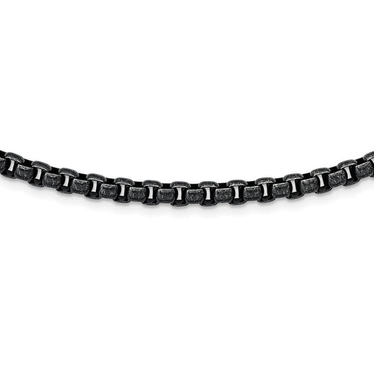 Men's 5.75mm Stainless Steel Antiqued Box Chain Necklace, 24 Inch