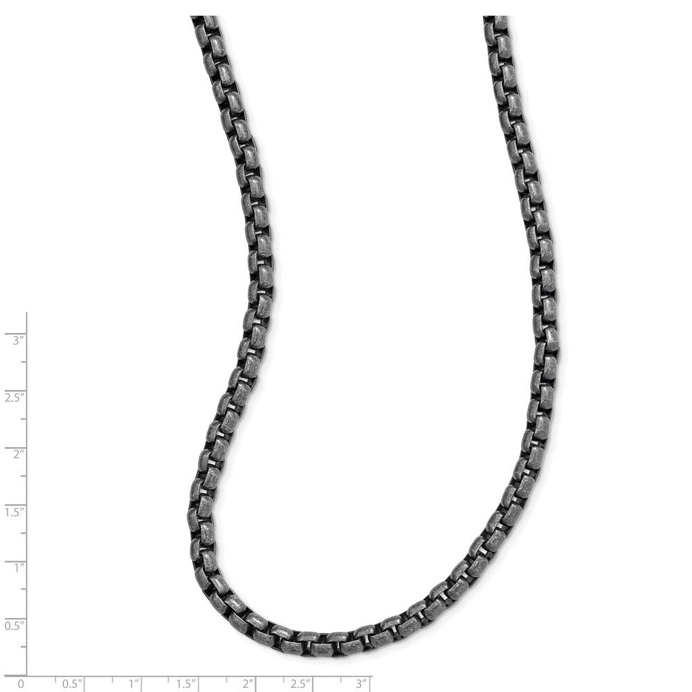 Men's 5.75mm Stainless Steel Antiqued Box Chain Necklace, 24 Inch