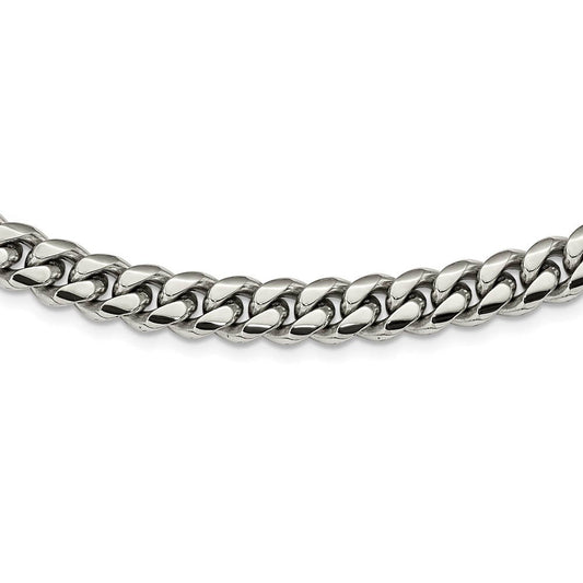 Men's 10mm Stainless Steel Polished Curb Chain Necklace, 24 Inch