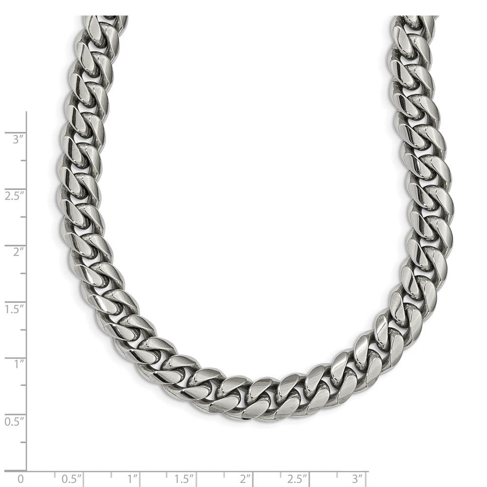 Men's 10mm Stainless Steel Polished Curb Chain Necklace, 24 Inch