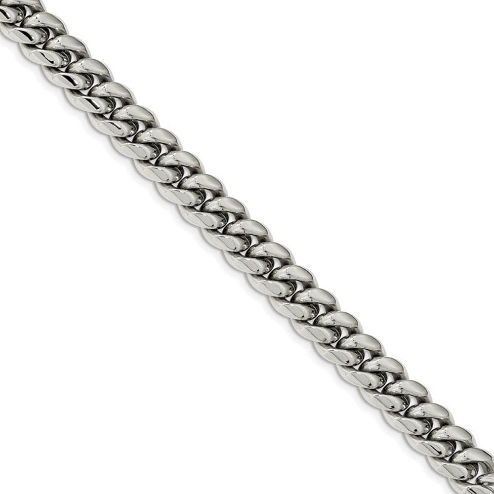 Men's 12mm Stainless Steel Polished Curb Chain Necklace, 24 Inch