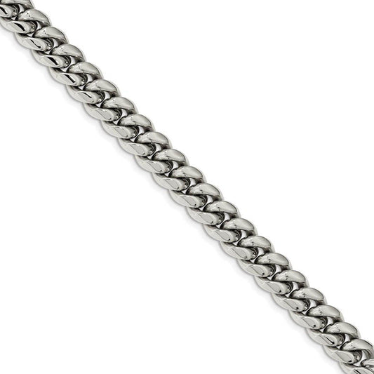 Men's 12mm Stainless Steel Polished Curb Chain Necklace, 24 Inch
