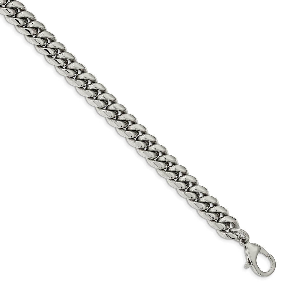 Men's 12mm Stainless Steel Polished Curb Chain Necklace, 24 Inch