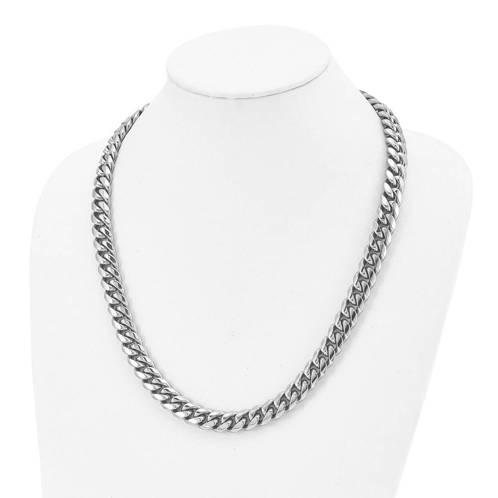 Men's 12mm Stainless Steel Polished Curb Chain Necklace, 24 Inch