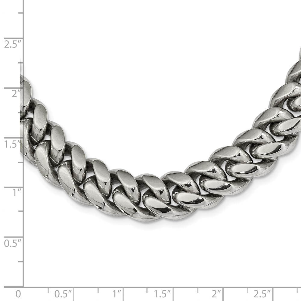 Men's 12mm Stainless Steel Polished Curb Chain Necklace, 24 Inch