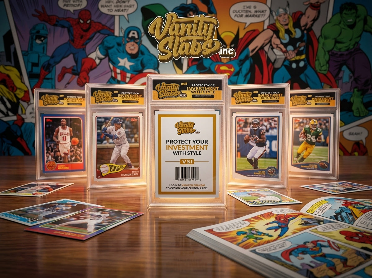 Vanity Slabs 5 Pack Bundle for Standard 35pt Trading Cards includes Free Random Mystery Card