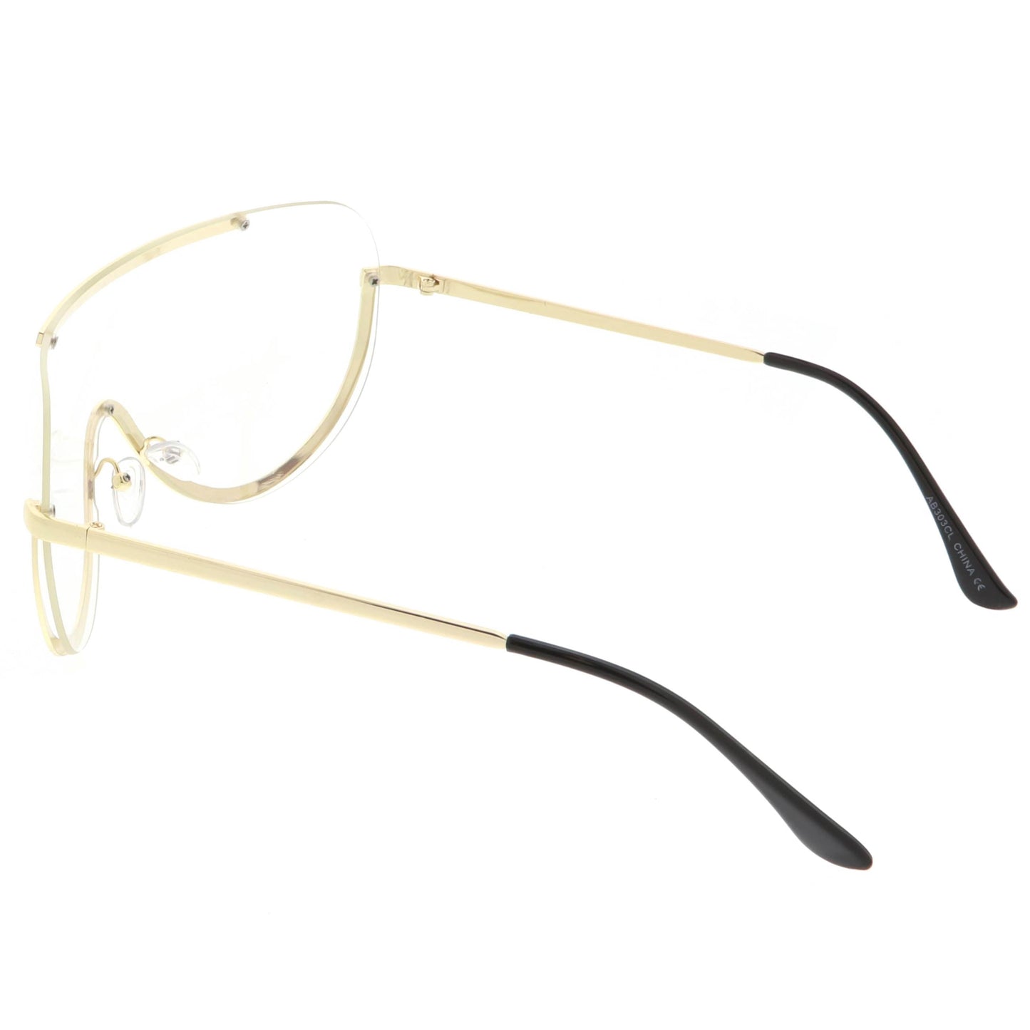 Oversize Semi Rimless Metal Trim Shield Blue Light Glasses C460