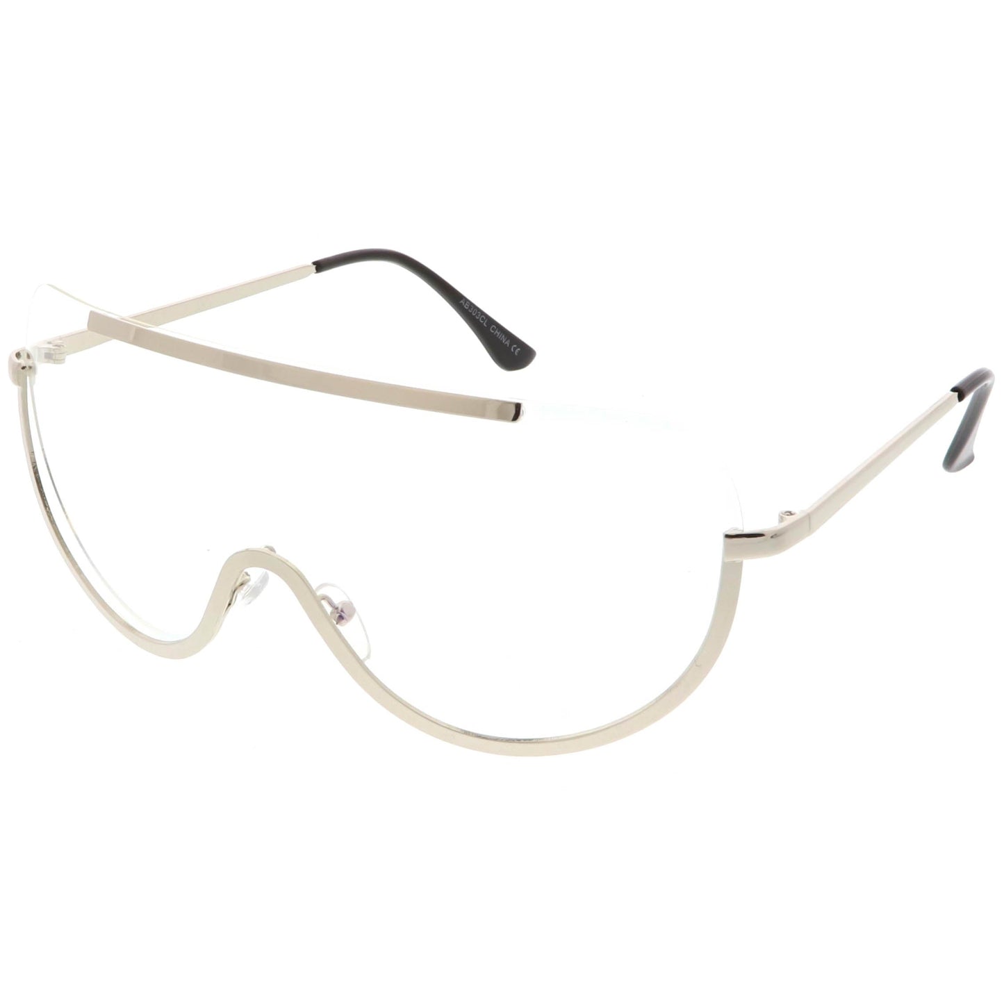 Oversize Semi Rimless Metal Trim Shield Blue Light Glasses C460