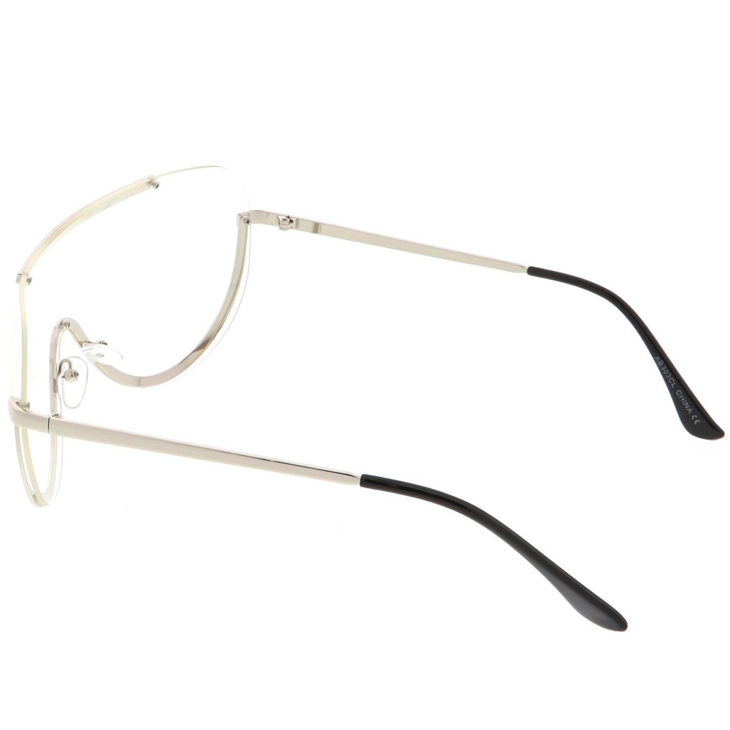 Oversize Semi Rimless Metal Trim Shield Blue Light Glasses C460
