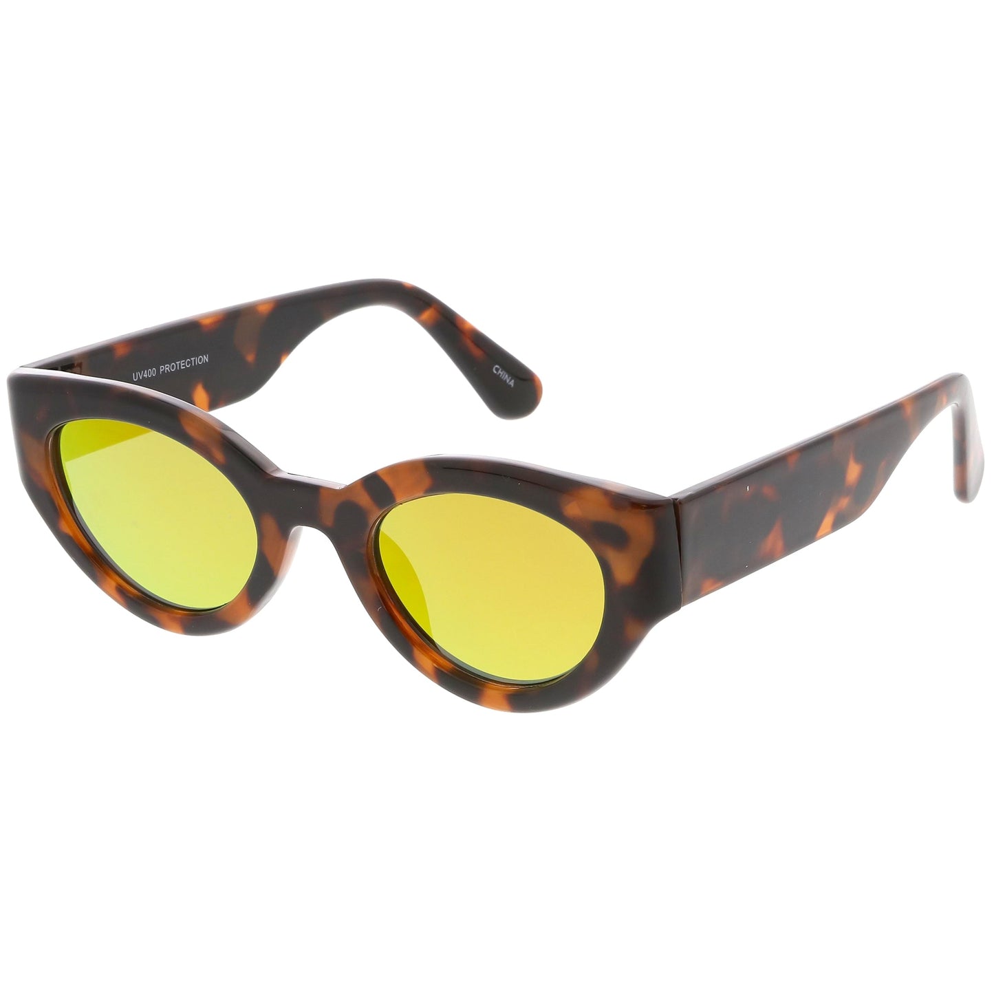 Bold Retro Fashion Oval Mirrored Flat Lens Sunglasses C544