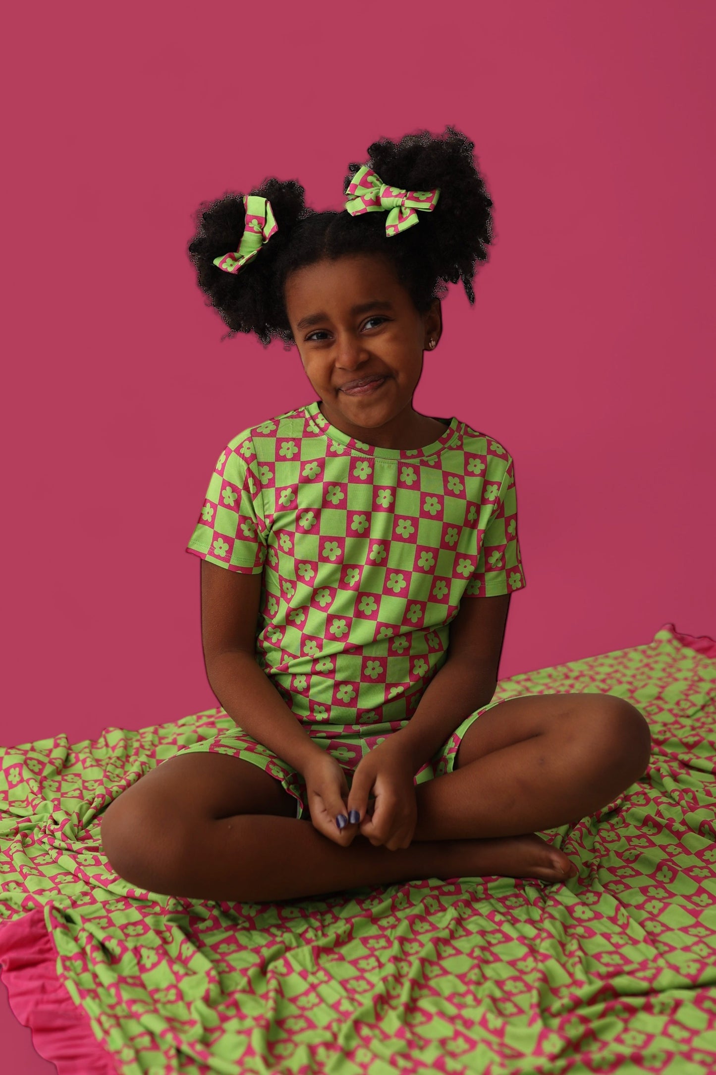 WILD DAISY CHECKERS DREAM SHORT SET