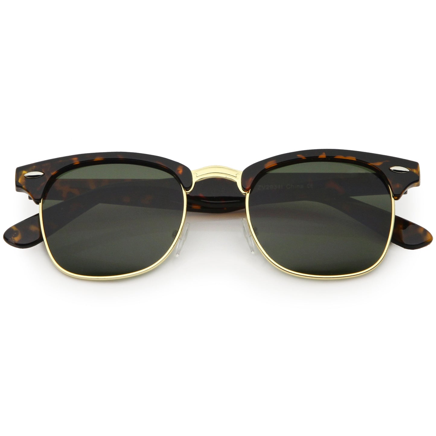 Classic Square Neutral Colored Lenses Horn Rimmed Sunglasses C771