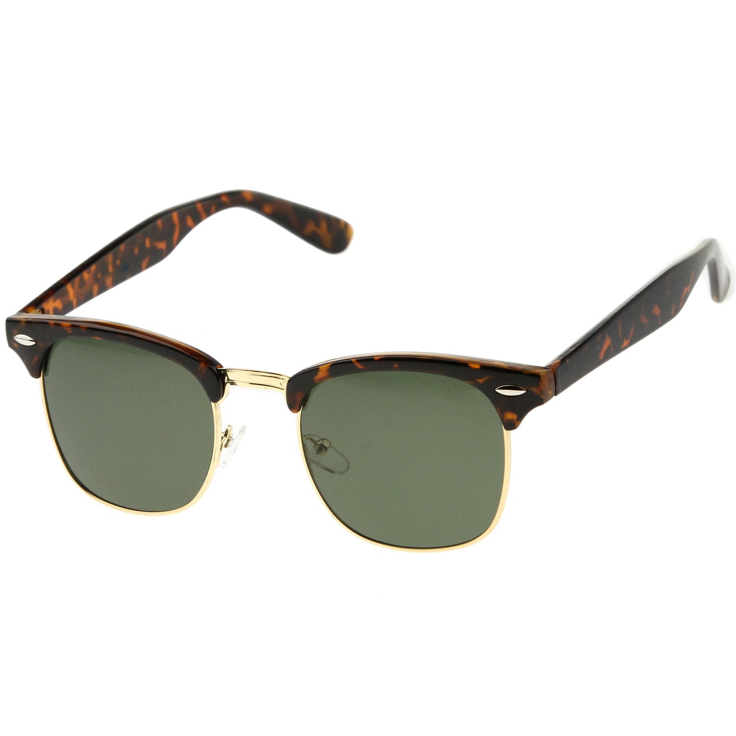 Classic Square Neutral Colored Lenses Horn Rimmed Sunglasses C771