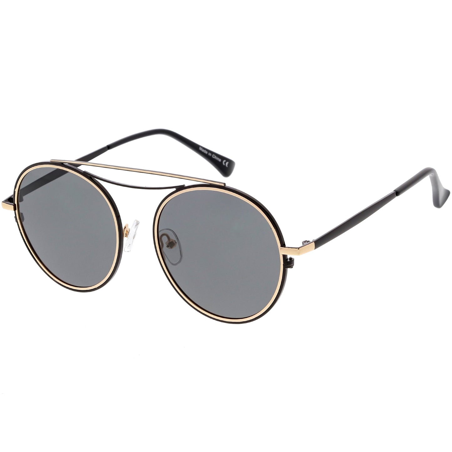 Retro Polarized Round Metal Aviator Mirrored Lens Sunglasses C821