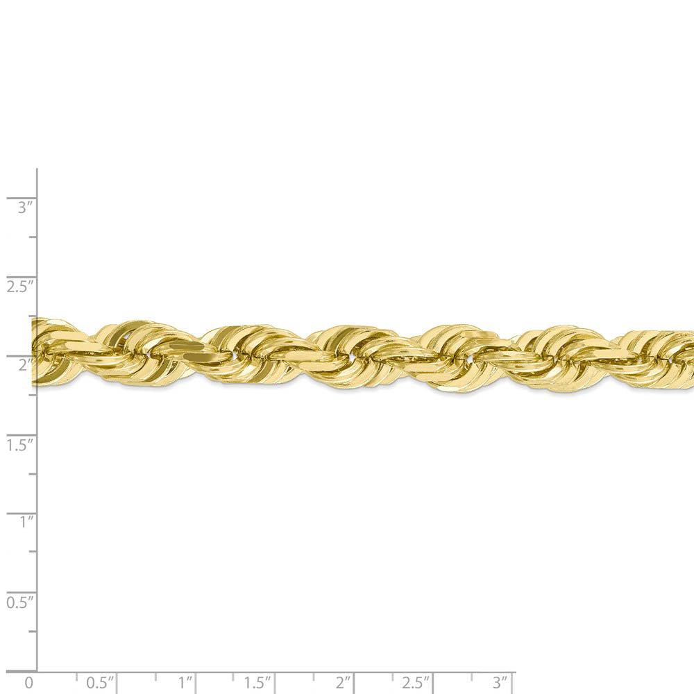 Men's 10mm 10k Yellow Gold Diamond Cut Solid Rope Chain Necklace