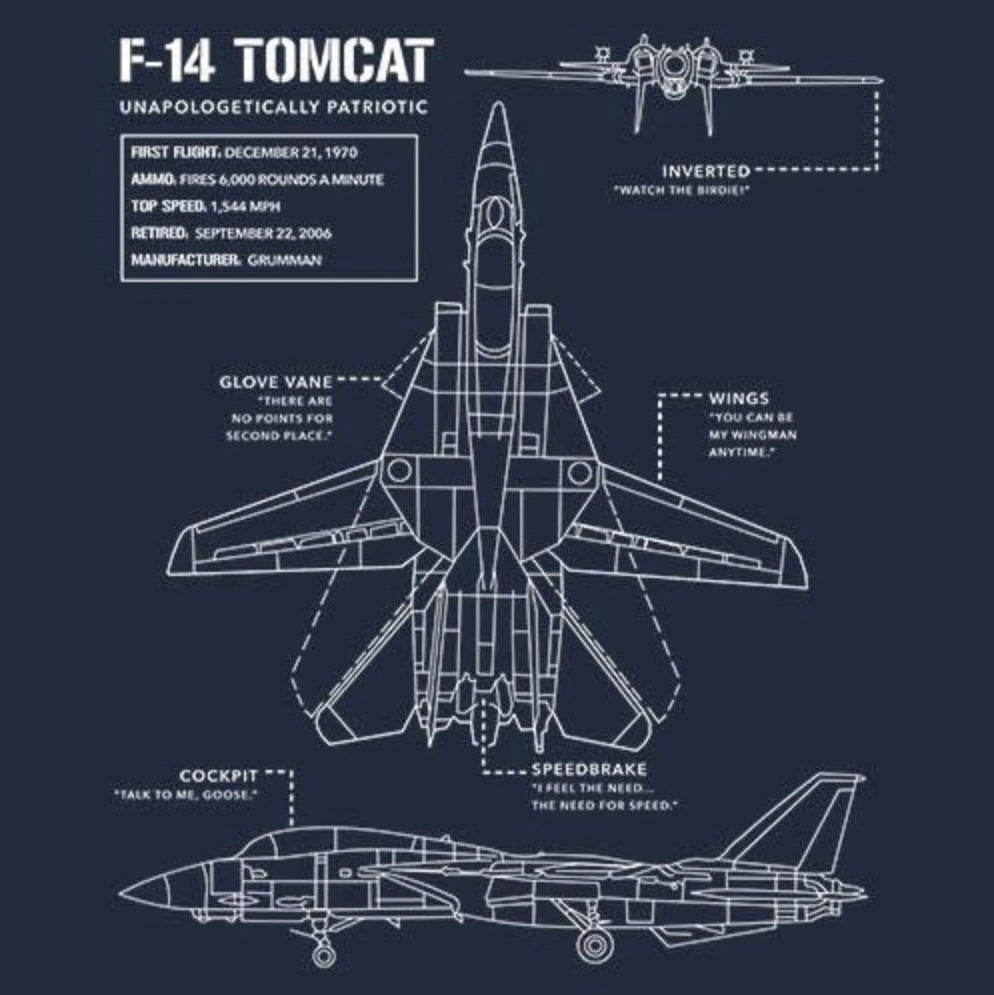 F-14 Tomcat Schematic - T-Shirt
