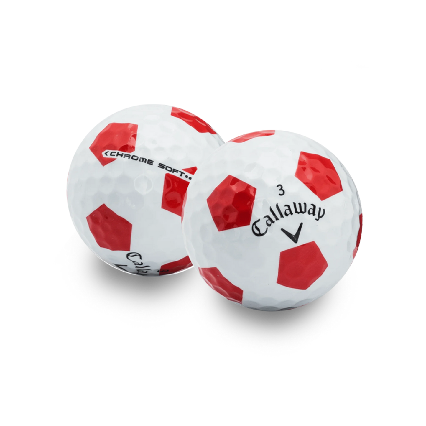 Used Callaway Chrome Soft Truvis White & Red Golf Balls - 1 Dozen