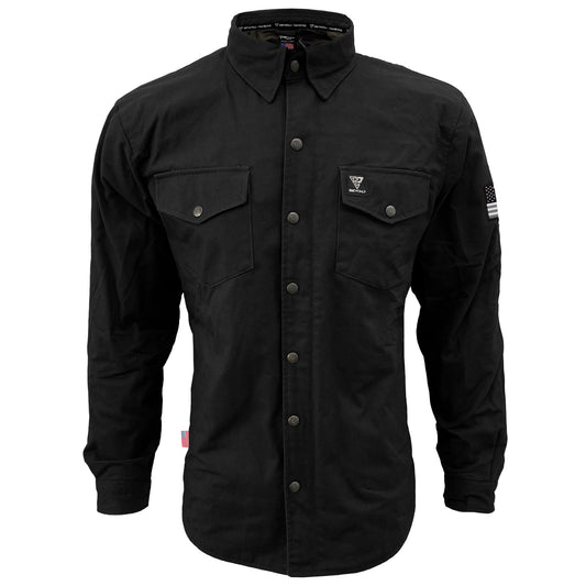 Protective Canvas Jacket for Men - Black Solid with Pads