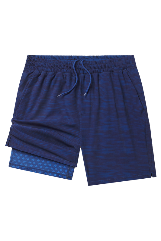The Cardio King | Navy Space Dye Ball Hammock® 7 Inch Athletic Shorts