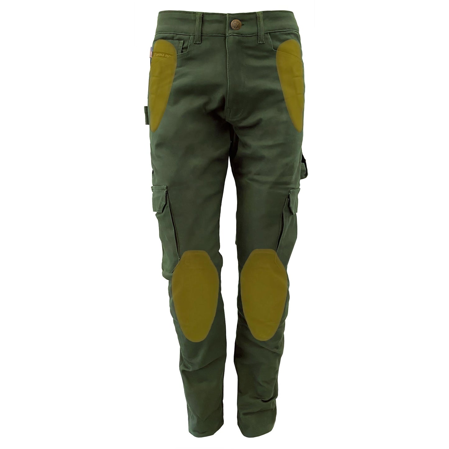 Straight Leg Cargo Pants - Army Green with Pads