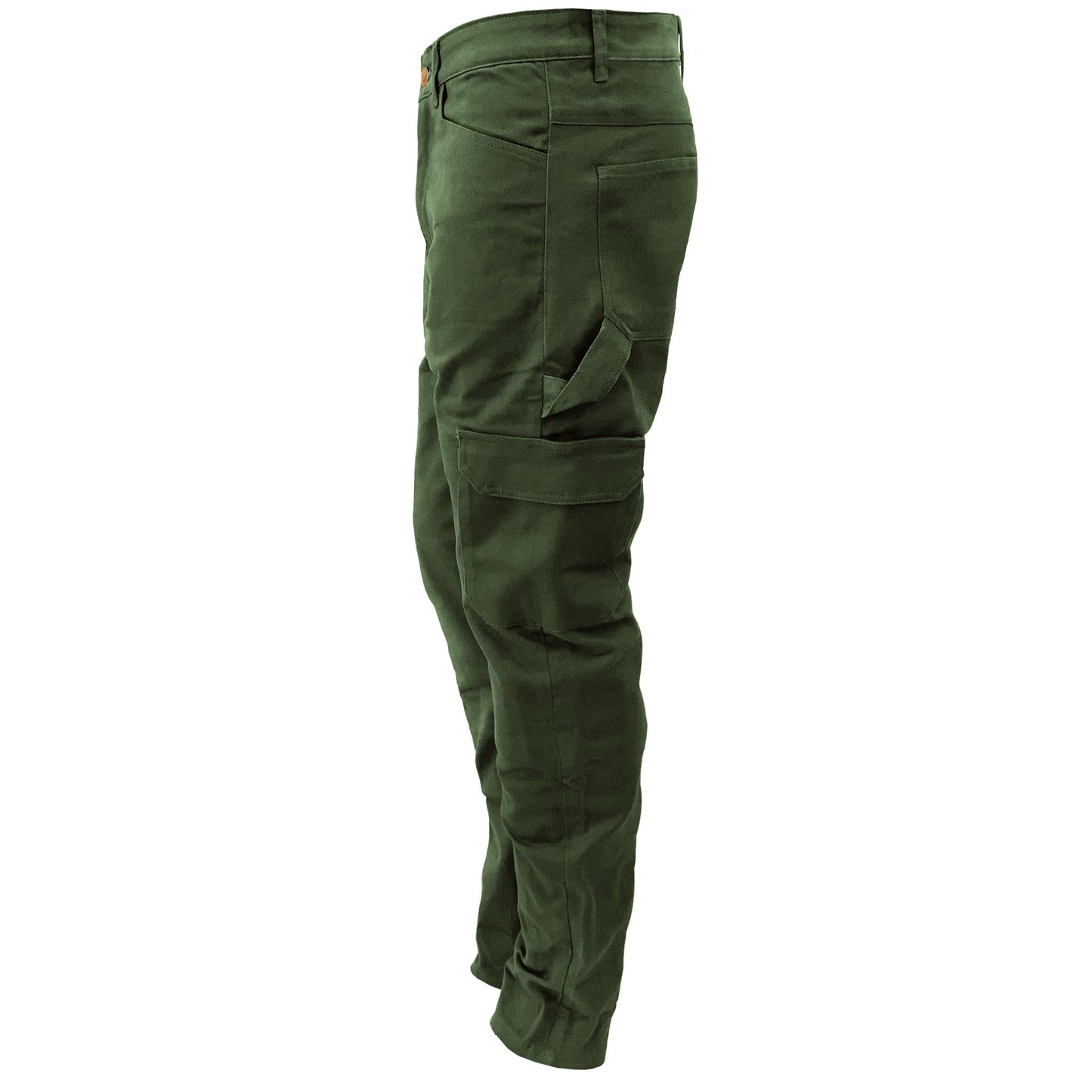 Straight Leg Cargo Pants - Army Green with Pads