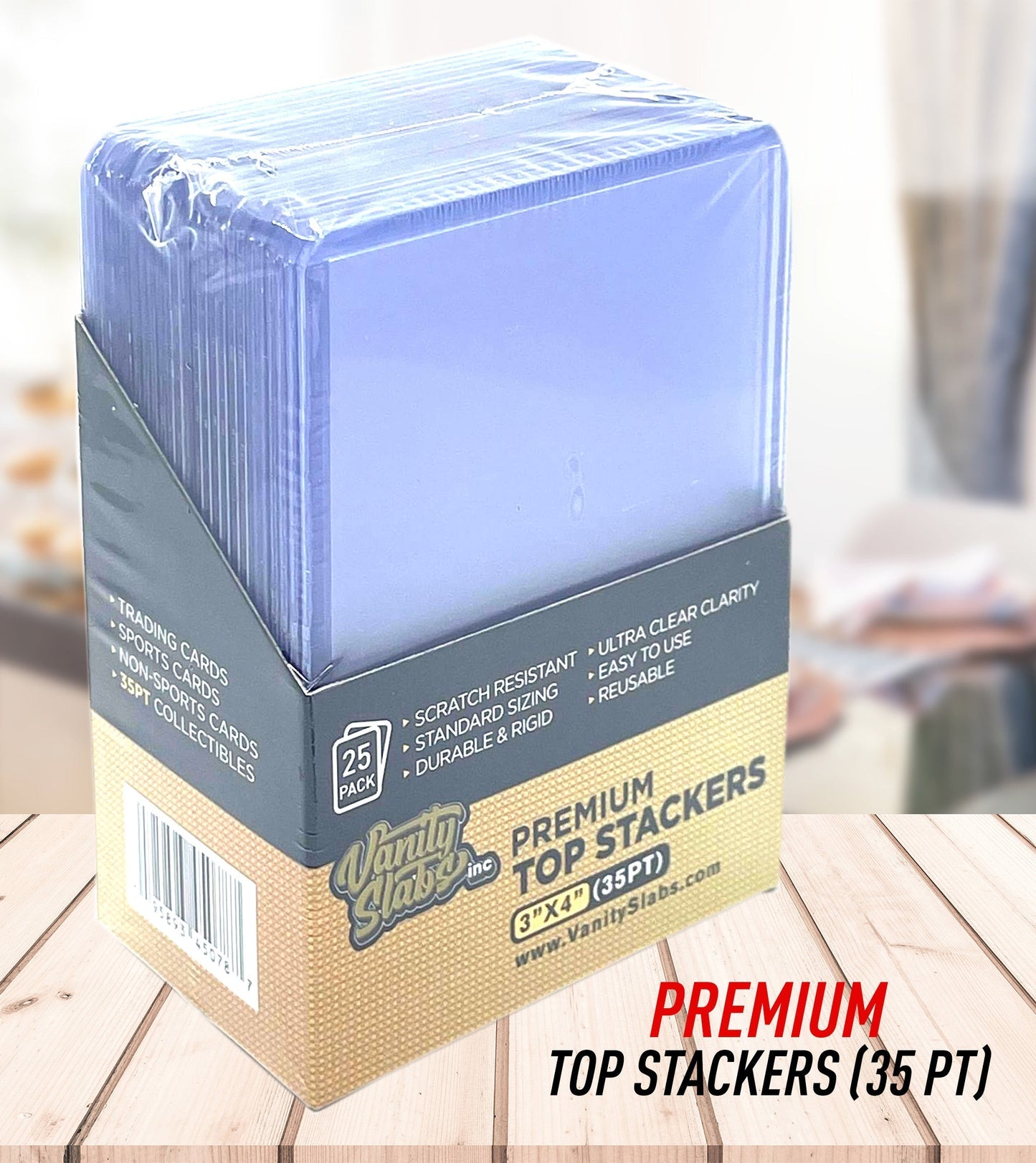 100 Vanity Slabs Premium Top Stackers w/ Film 35pt Card Loaders