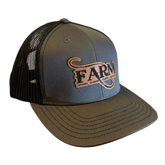 FARM Leather Patch Snap Back Hat - Charcoal/Black