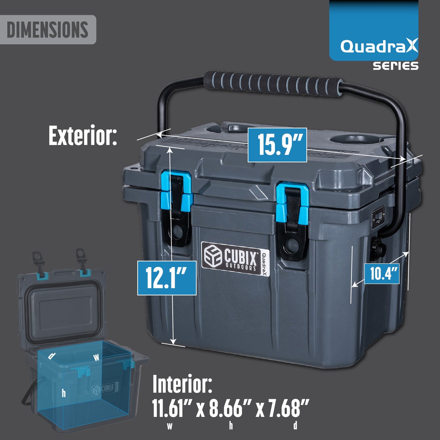 QuadraX 10QT Personal Cooler – Rotomolded Hard Cooler with 72-Hr Ice Retention & Lifetime Warranty