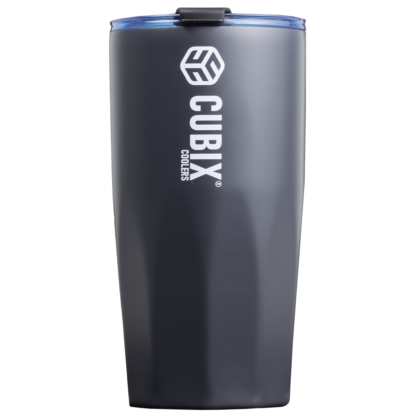 Cubix Outdoors 20oz Steel Insulated Tumbler with Dual-Function Lid-Charcoal w/ Blue Lid