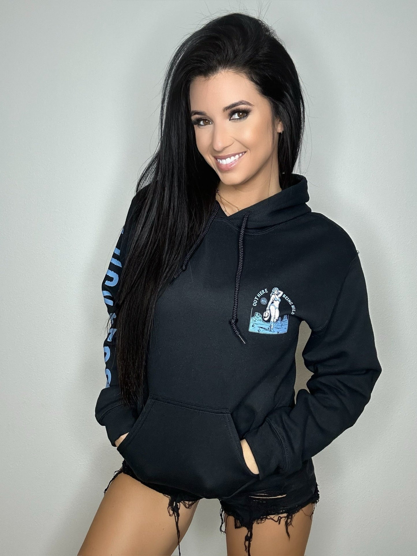 Out Here Being Wild Hoodie in Dew Blue