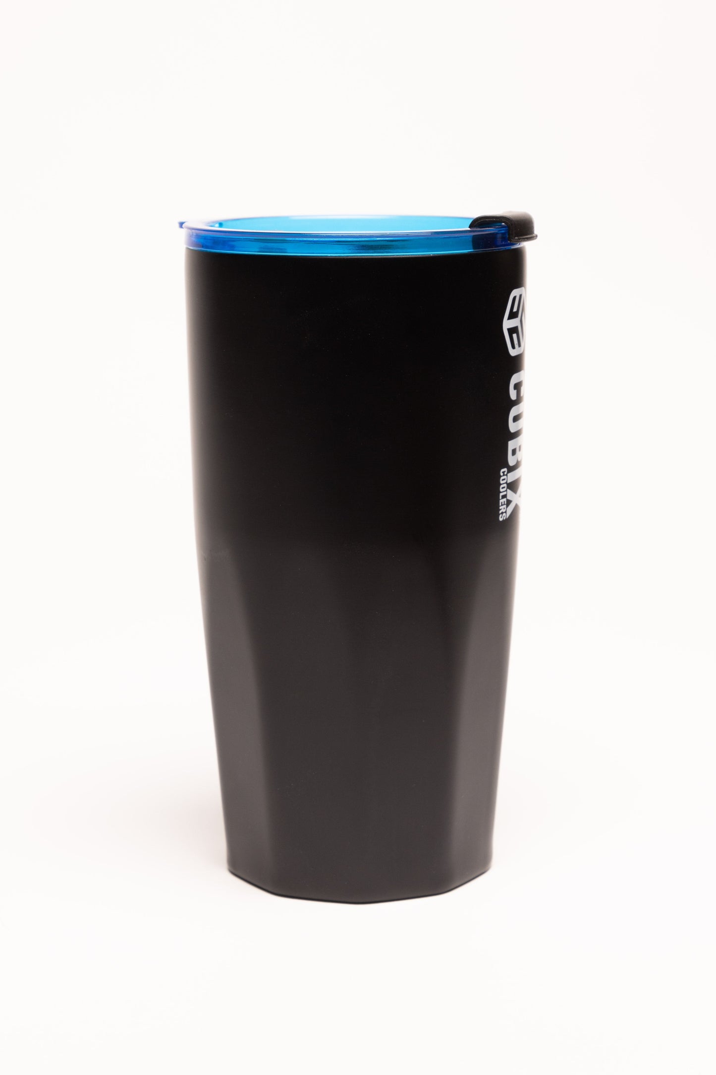 Cubix Outdoors 20oz Steel Insulated Tumbler with Dual-Function Lid-Charcoal w/ Blue Lid