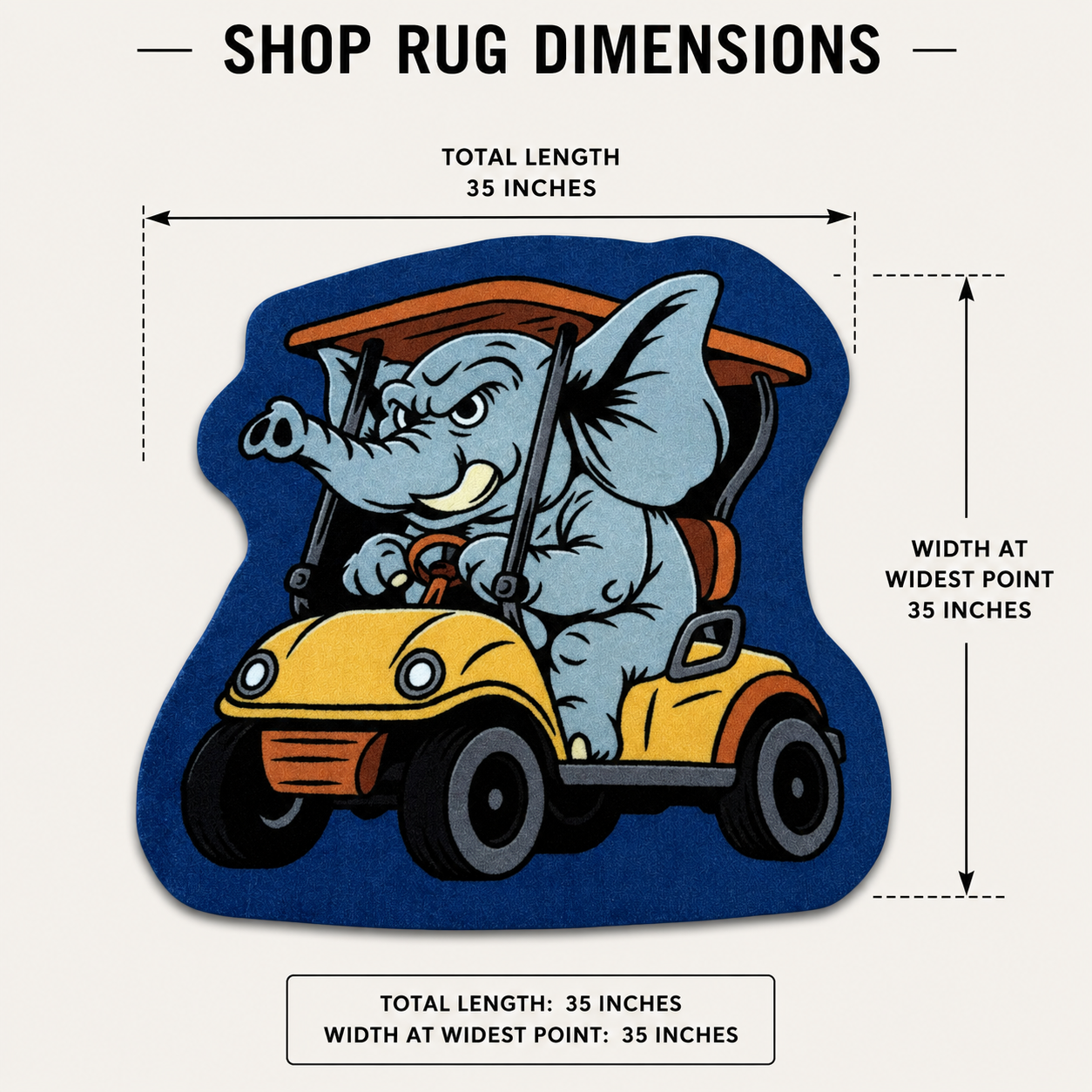 Elephant Rampage | Golf Shop Mat Rug | Golf Accessory