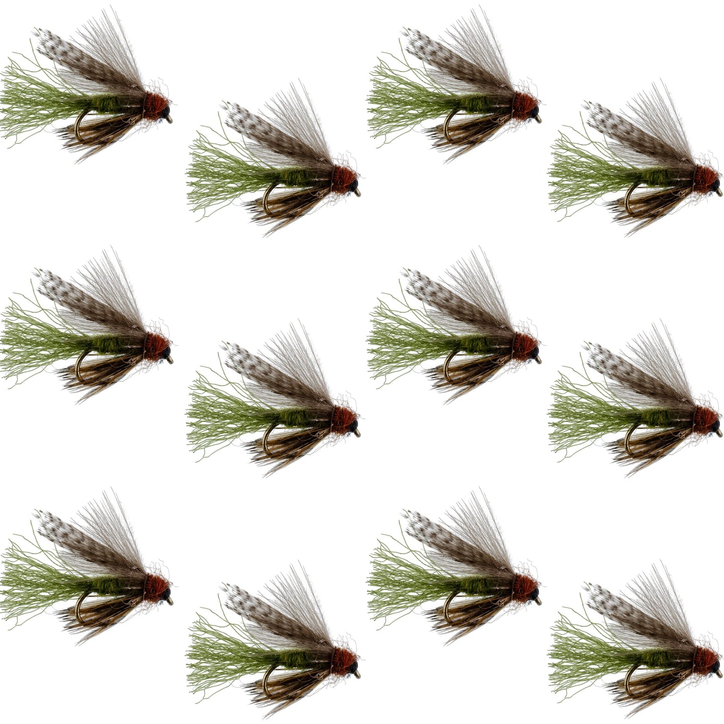 Olive CDC Caddis Emerger 12 Flies Hook Size 14