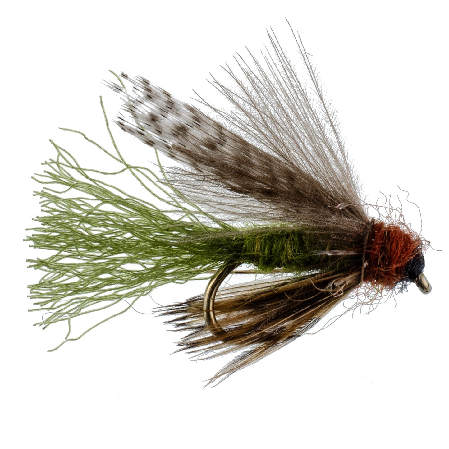 Olive CDC Caddis Emerger 6 Flies Hook Size 16