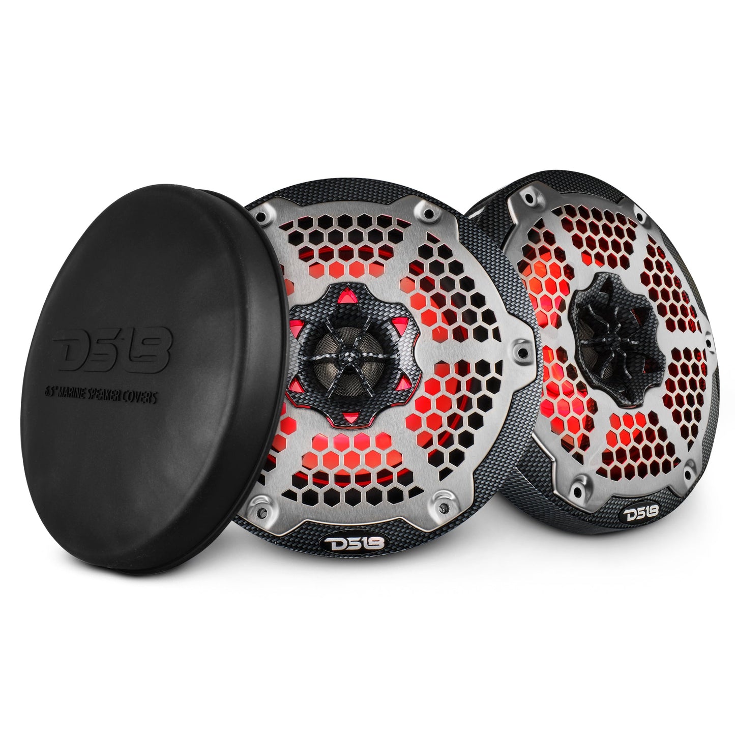 NXL 6.5" 2-Way Coaxial Marine Speaker With LED RGB Lights 100 Watts Rms 4-Ohm - Black Carbon Fiber