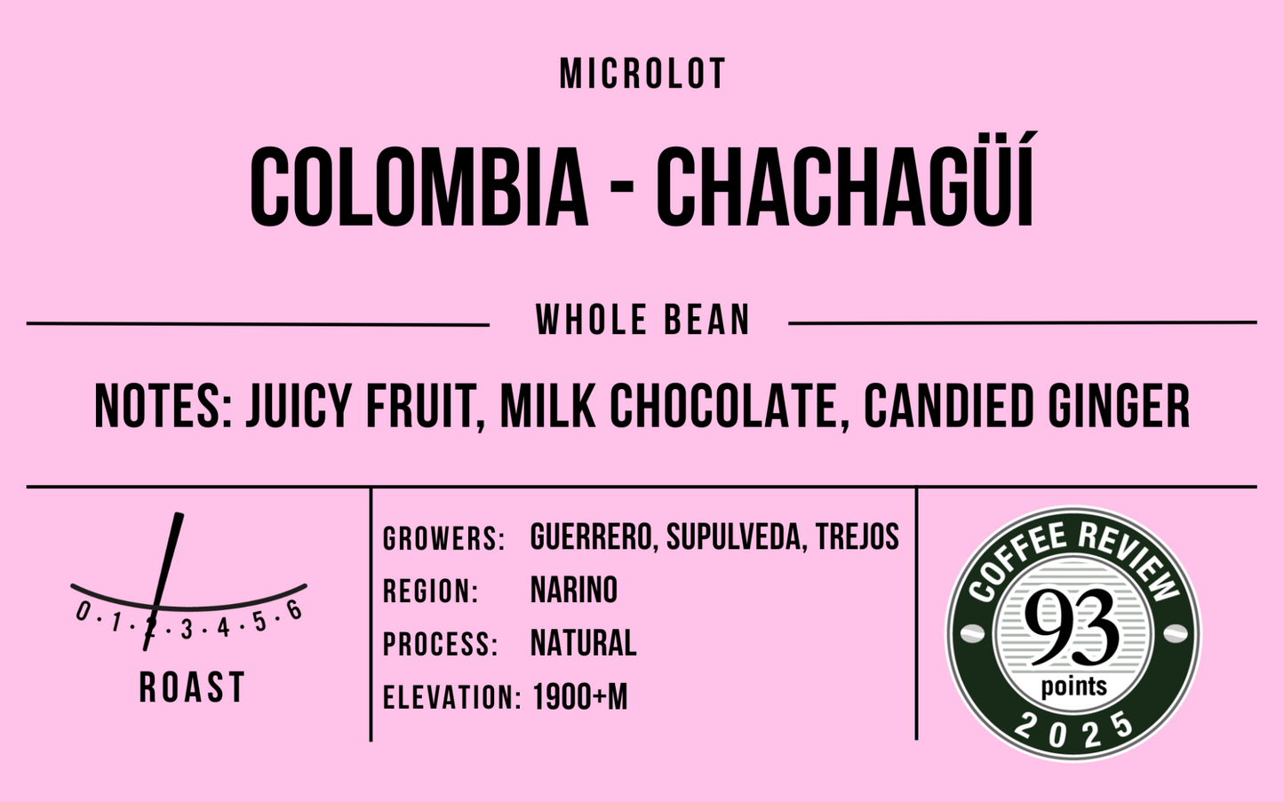 Colombia Chachagüí, Mild Roast - Special Release