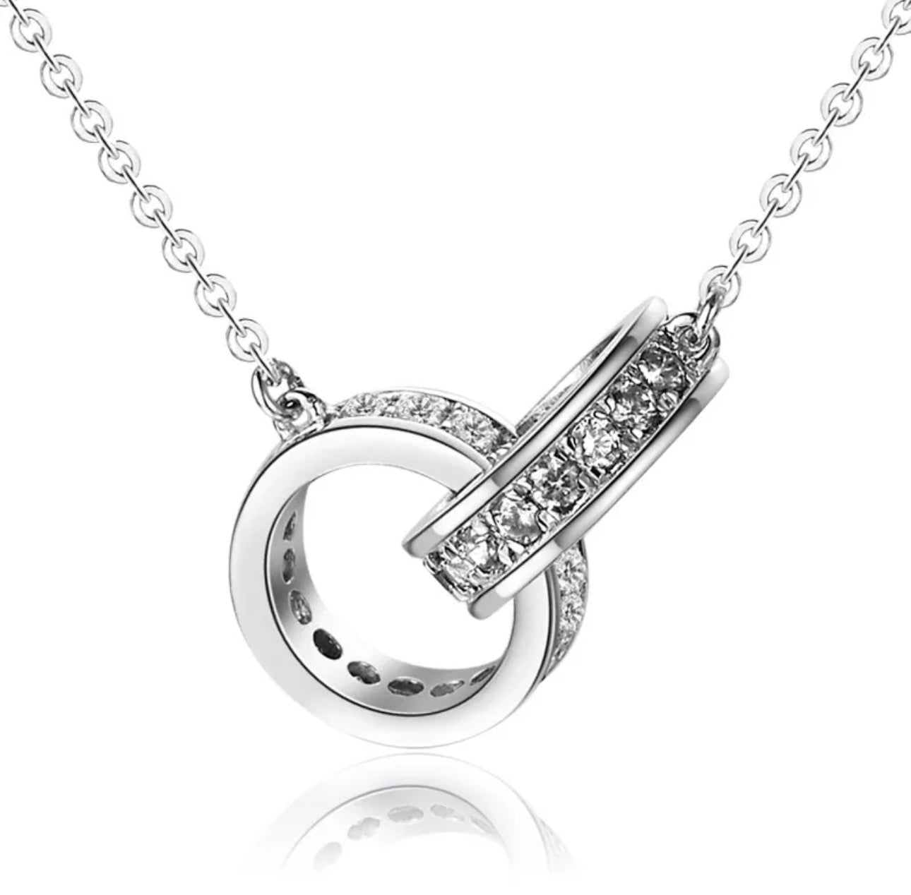 CHILLON - Double Sterling Silver & Zircon Necklace