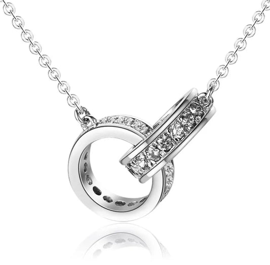 CHILLON - Double Sterling Silver & Zircon Necklace