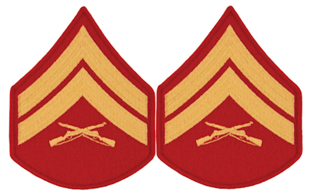 USMC Chevrons - GOLD on RED